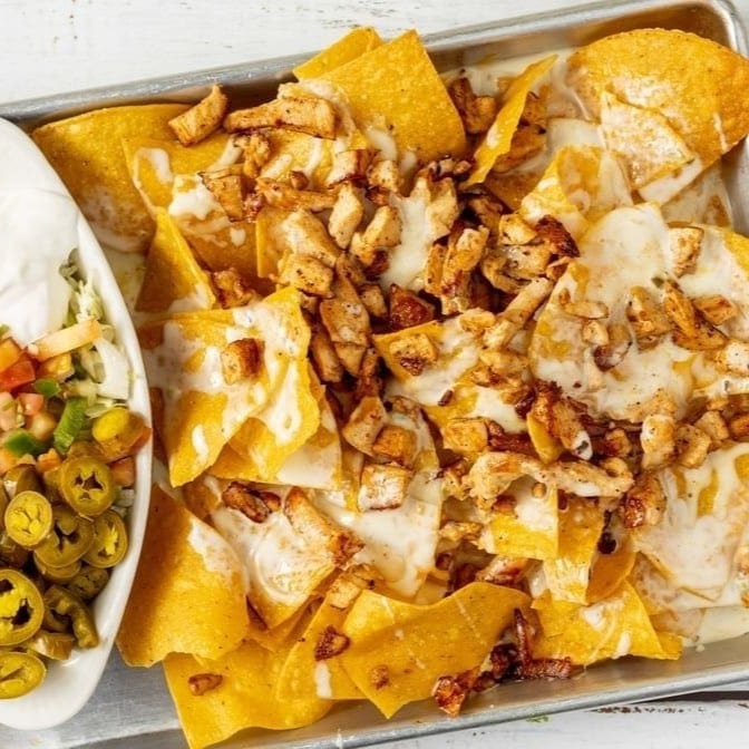 Shredded Chicken Nachos.