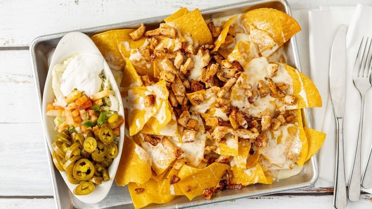 Shredded Chicken Nachos.