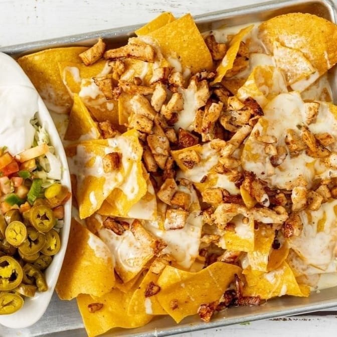 Shredded Chicken Nachos.